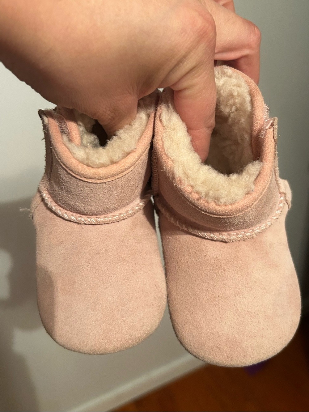 UGG Baby Pink Suede Shearling-Lined Boots